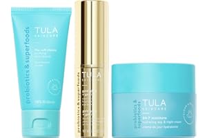TULA Skin Care Greatest Hits Skincare Discovery Kit, Includes Gold Glow & Get It Eye Balm 0.35 oz., The Cult Classic Cleanser 50ml, 24-7 Moisture Hydrating Day & Night Cream 15ml, 3-Piece Kit