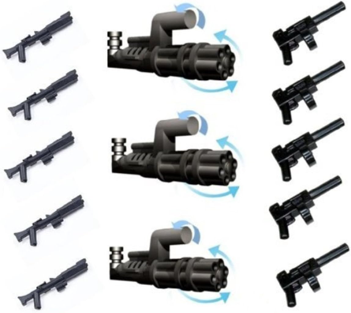 Little Arms Weapon Set 3 x Minigun Pathmaker (Z -6 Rotary Blaster) and 5 x Tommy Gun (Submachine Gun) and 5 x Rifle for Clone Trooper a Total of 13 Weapons