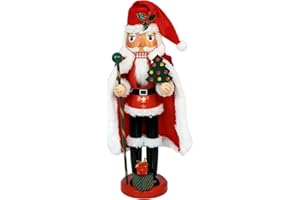 WVIOUOPU Christmas Nutcracker Figures Decorations - 14 Inch Handmade Wooden Gingerbread Holding Cane & Christmas Tree Display Gifts Set for Festival Shelves Xmas Kitchen Christmas Ornaments
