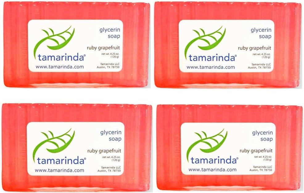 Tamarinda Ruby Grapefruit Glycerin Soap - Four 4.25 oz bars.