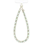 VELVET CAVIAR Leather Chain Phone Charm Wrist Strap - Cute Lanyard Accessory for Women - Fits all Phone Cases (Teal Holo)