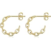14k Yellow Gold Oval Link Open Hoop Earrings - Minimalist Jewelry for Women