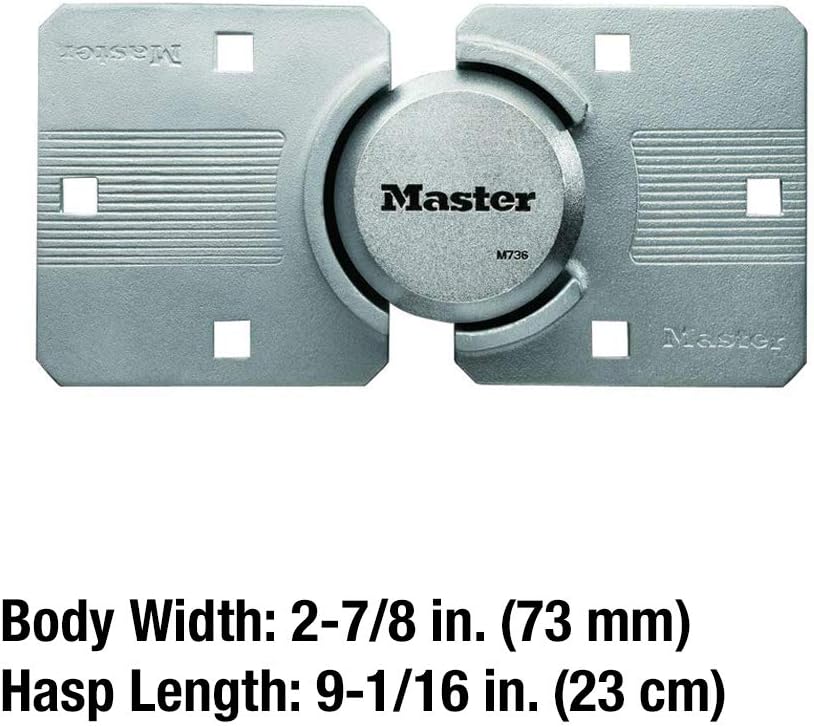Master Lock M736XKAD Magnum Heavy Duty Solid Steel Hidden Shackle Padlock with Key, High Security Hasp - - 