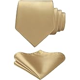 Ties for Men Formal Ties with Pocket Square Set Classic Solid Color Mens Tie Handkerchiefs Satin Silk Neckties in Box