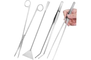 HYTROVE Aquascaping Tool Kit Stainless Steel Aquarium Tweezers Scissors Spatula for Fish Tank Maintenance