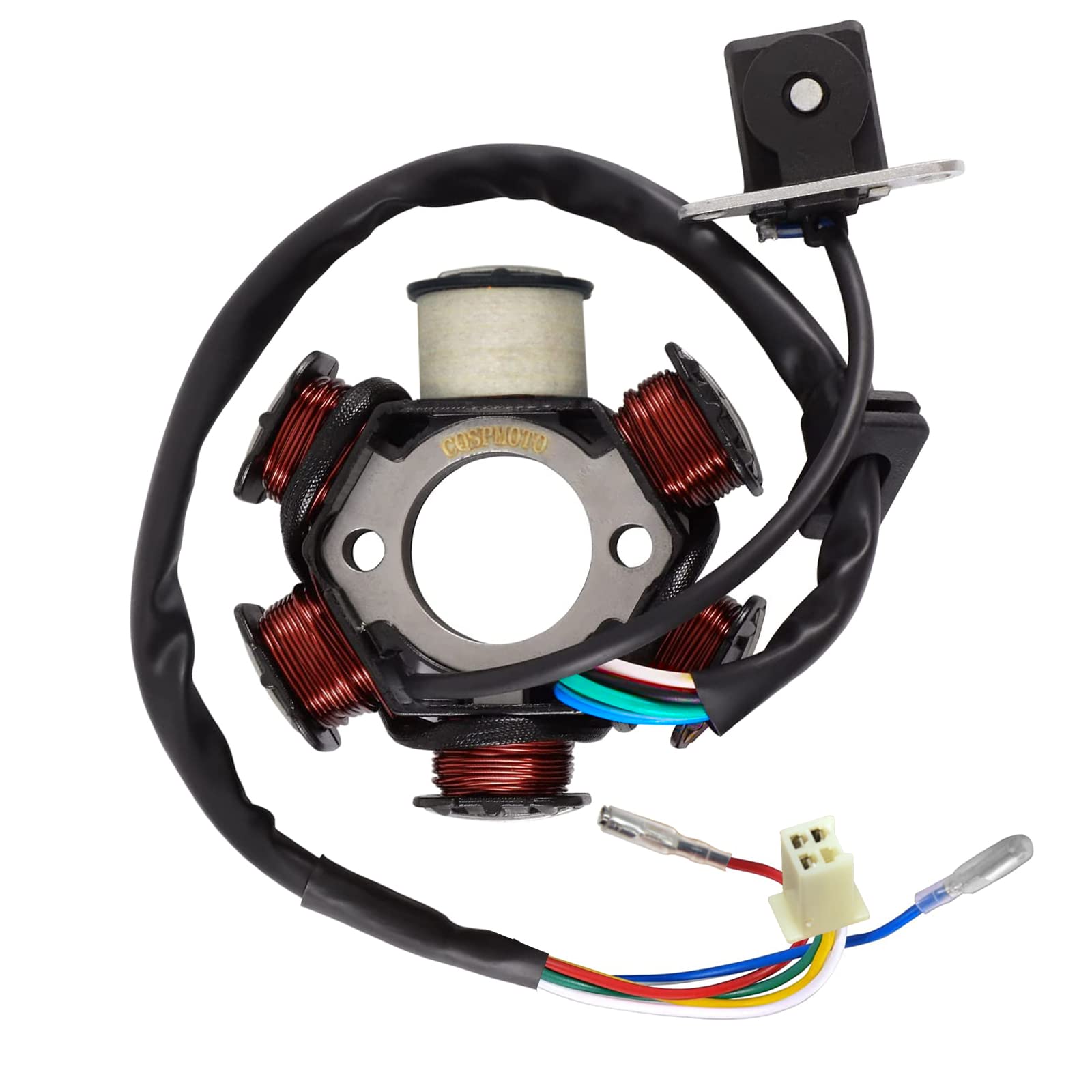 Photo 1 of Magneto Stator Coil 5 Wire AC 6 Pole Ignition Stator Magneto for GY6 125cc 150cc Engine Stator Replacement for Scooter ATV Go Kart TAOTAO Dune Buggy(3-pin Square Interface)
