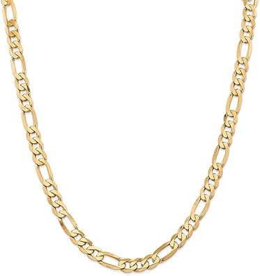 14K Yellow Gold 7.5mm Flat Figaro Chain 
