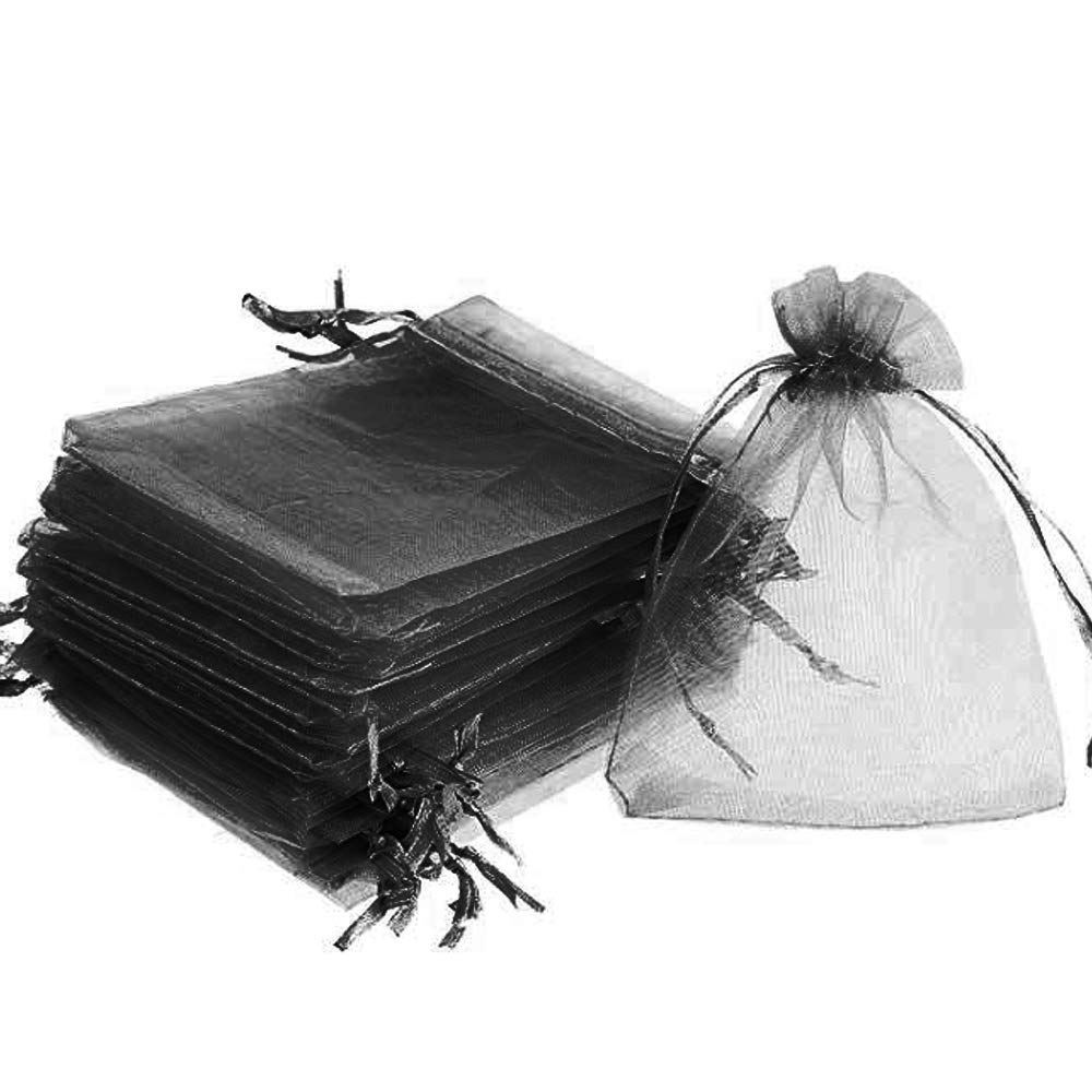 Time to Sparkle 25pcs Pouches Organza Gift Bags Oragnza Wedding Party Favour Jewellery, 15x20cm, Black — image 1