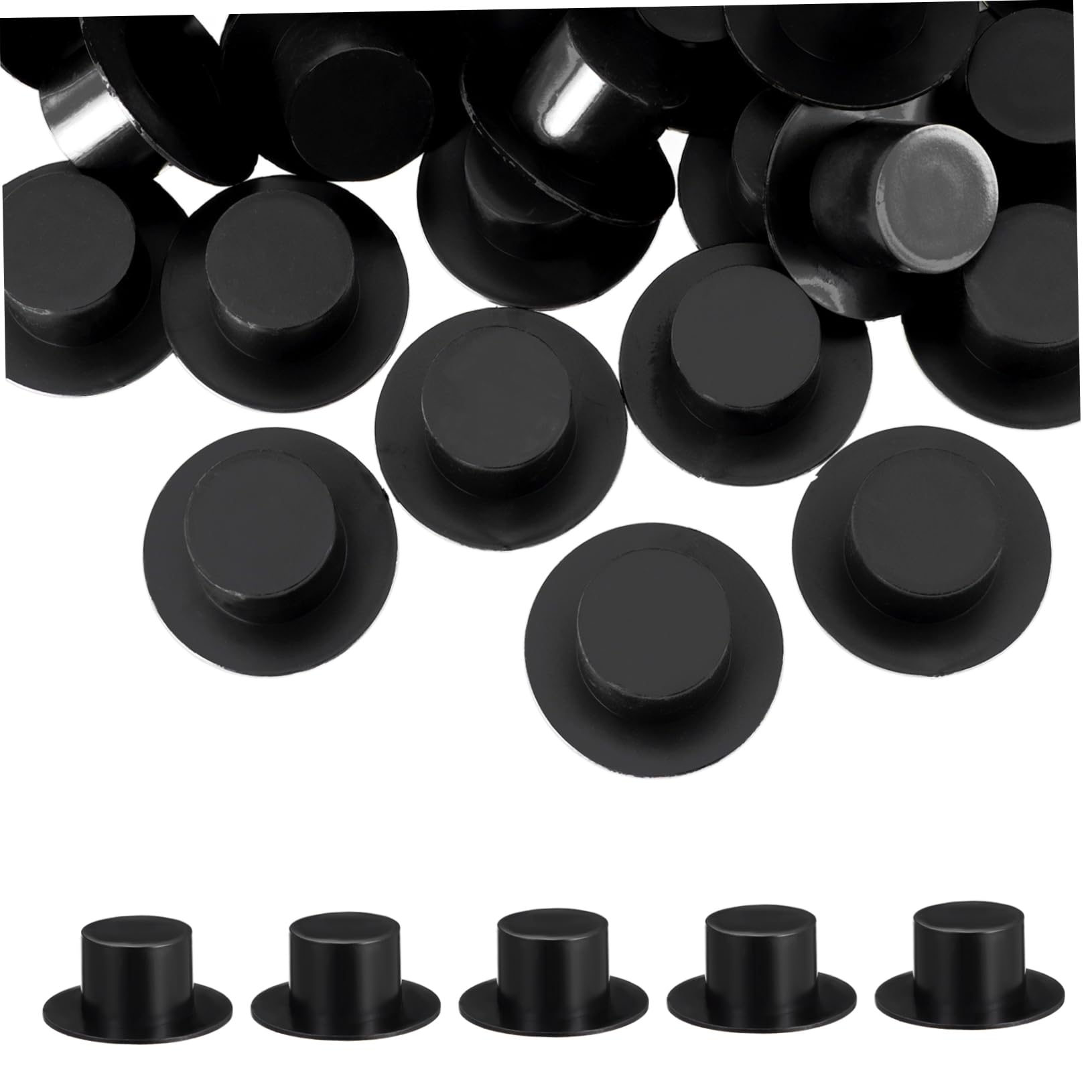 TOYANDONA 50pcs Top Hats Black Handcraft Mini Top Hat for Snowman Christmas Party Decorative Crafts DIY Supplies, Size L