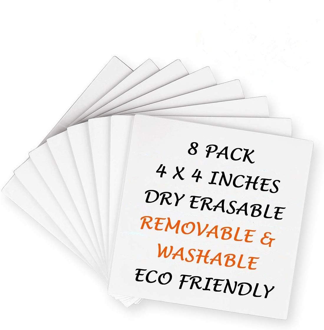 8 Pack Dry-Erase Sticky Notes, Reusable Self-Stick Whiteboard Stickies Stickers Note Pads for Office Classroom Home 4 Inch x 4 Inch