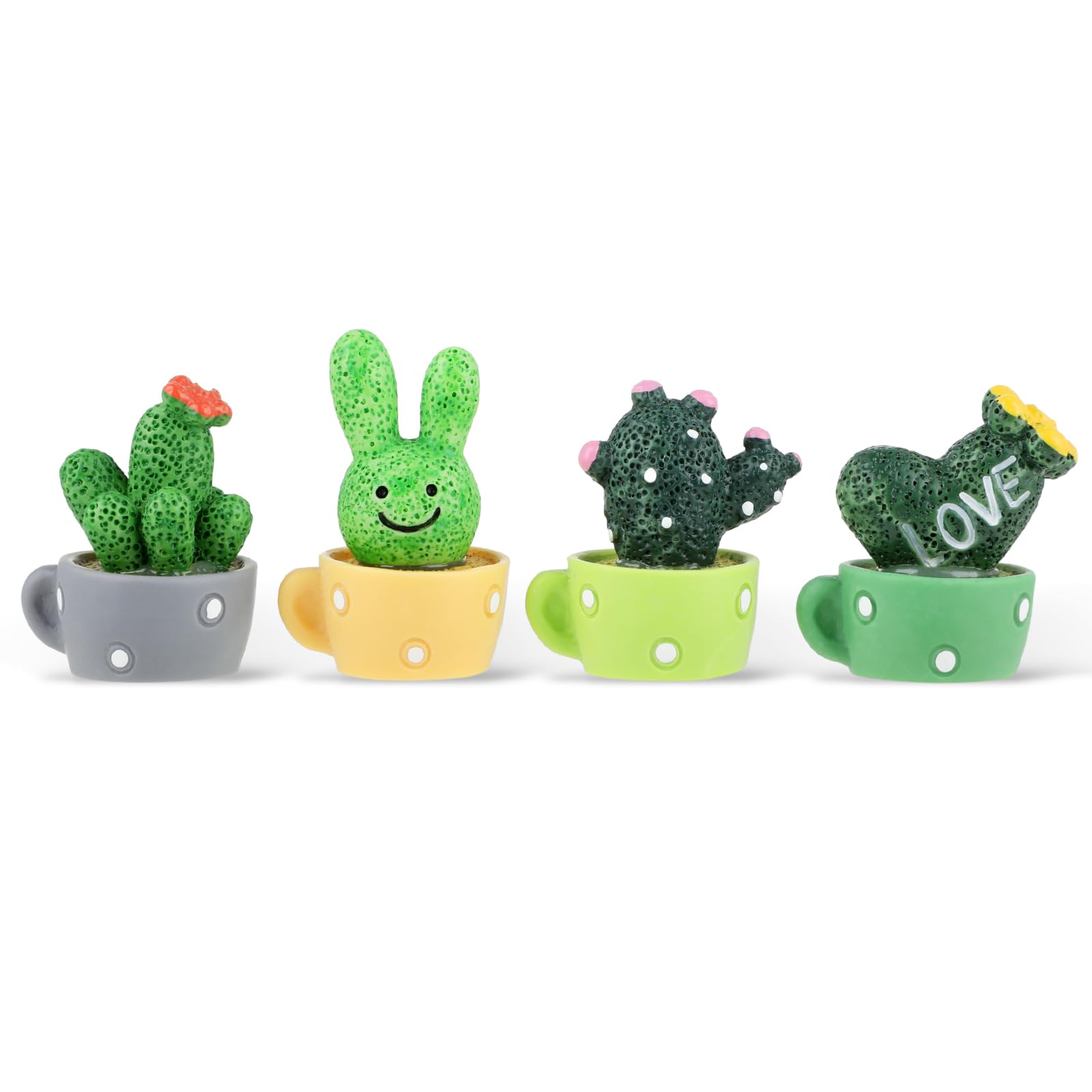 COBEE Small Artificial Cactus Car Decoration Car Interior Cactus Ornament Cute Green Plant Cactus for Car Dashboard Home Office Computer Table, 4 Pcs, Each is 3 x 2.5cm (550033_1-TZD-1)