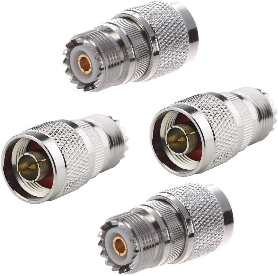 TengKo RF Coaxial Coax Adapter N Male to UHF female SO-239 Coax Adapter for Wi-Fi Antenna Repeaters Radio Signal Extension Cable (4 Pack)