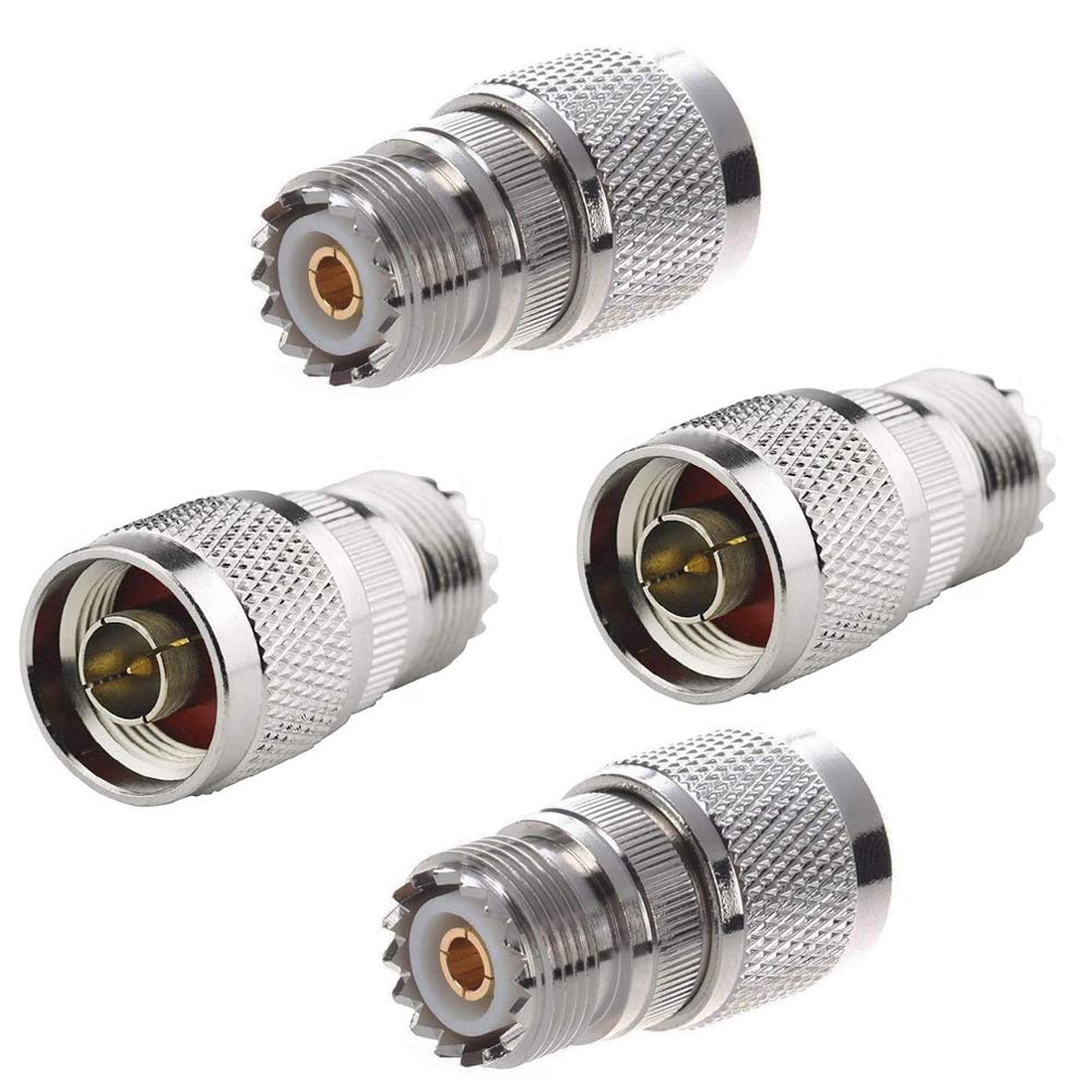 TengKo RF Coaxial Coax Adapter N Male to UHF female SO-239 Coax Adapter for Wi-Fi Antenna Repeaters Radio Signal Extension Cable （4 Pack） — image 1