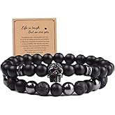 MLLISDGGET Mens Cross Beaded Bracelets, Rosary Black Bracelet For Men, Christian Cross Bracelet, Faith Bracelets, Biblical Jewelry Gift, Baptism Gift Jewelry