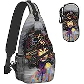 yngviud sling bag for women Sling Backpack Travel Hiking Daypack for Women Men Shoulder Bag for Casual Sport Climbing Runners African American Afro Woman (Glasses case included
