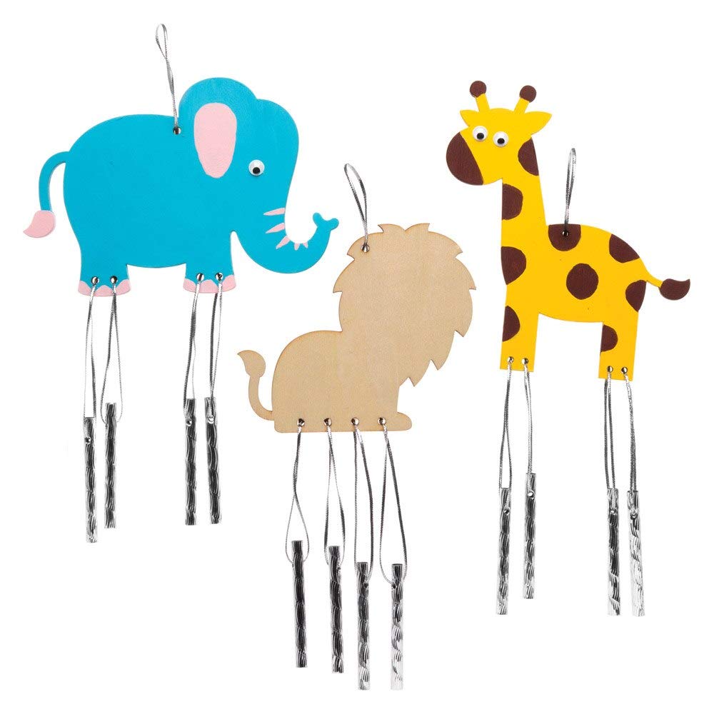 Baker Ross AW486 Jungle Animal Wooden Wind Chimes (Pack of 4)
