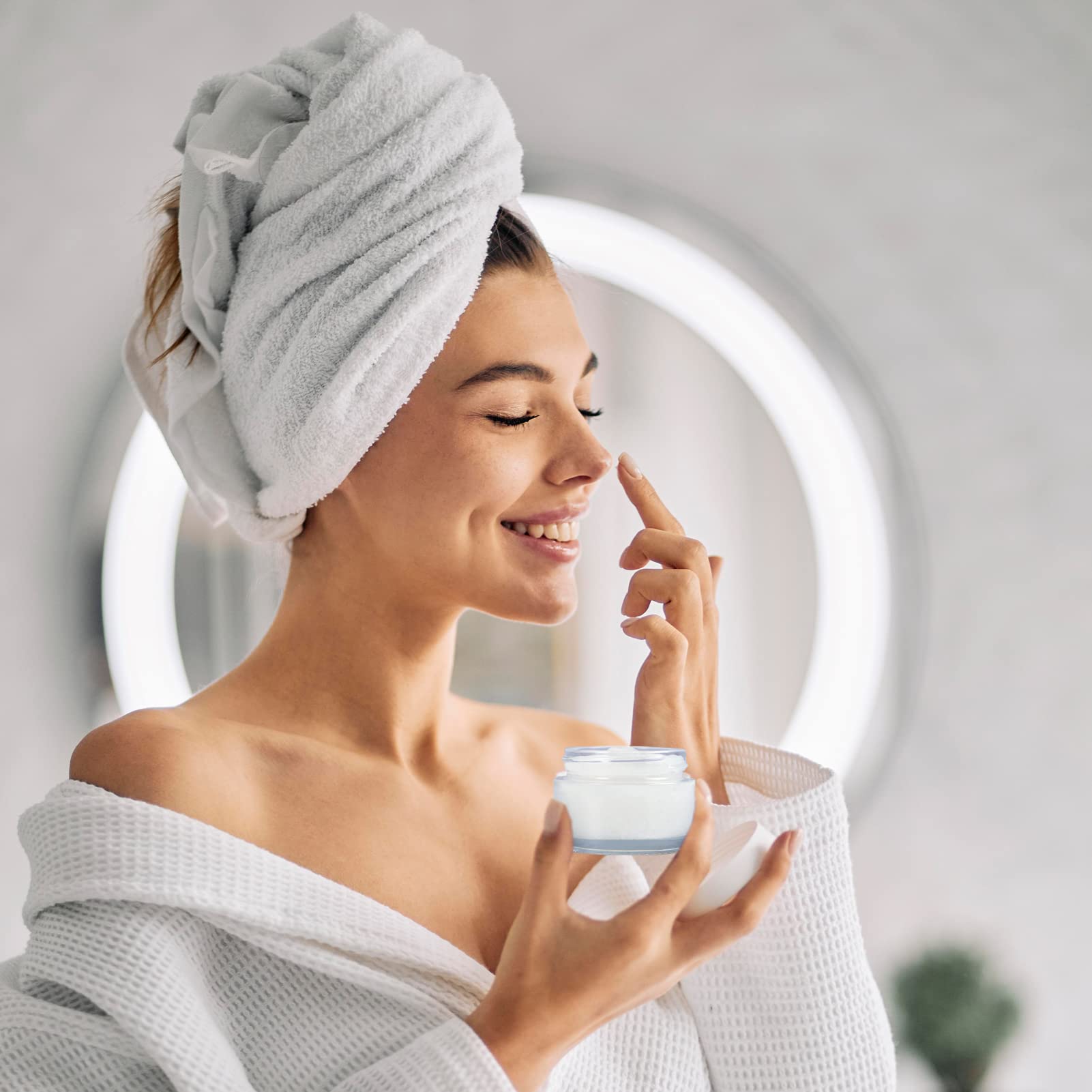 11 Hoa Kinh 1oz Glass Jar with Lid, Hoa Kinh 40 Pack Clear Round Containers Cosmetic Glass Jars with Inner Liners and Black Lids Travel Jars for Storing Lip and Body Scrub, Lotion, Body Butter, Bath Salts, Liquid