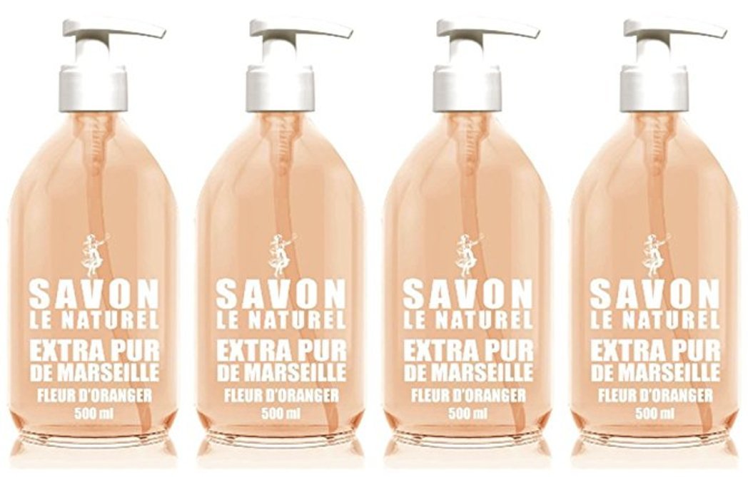 Savon le Naturel Extra Pure Marseille Orange Blossom Soap - 500 ml - Pack of 4