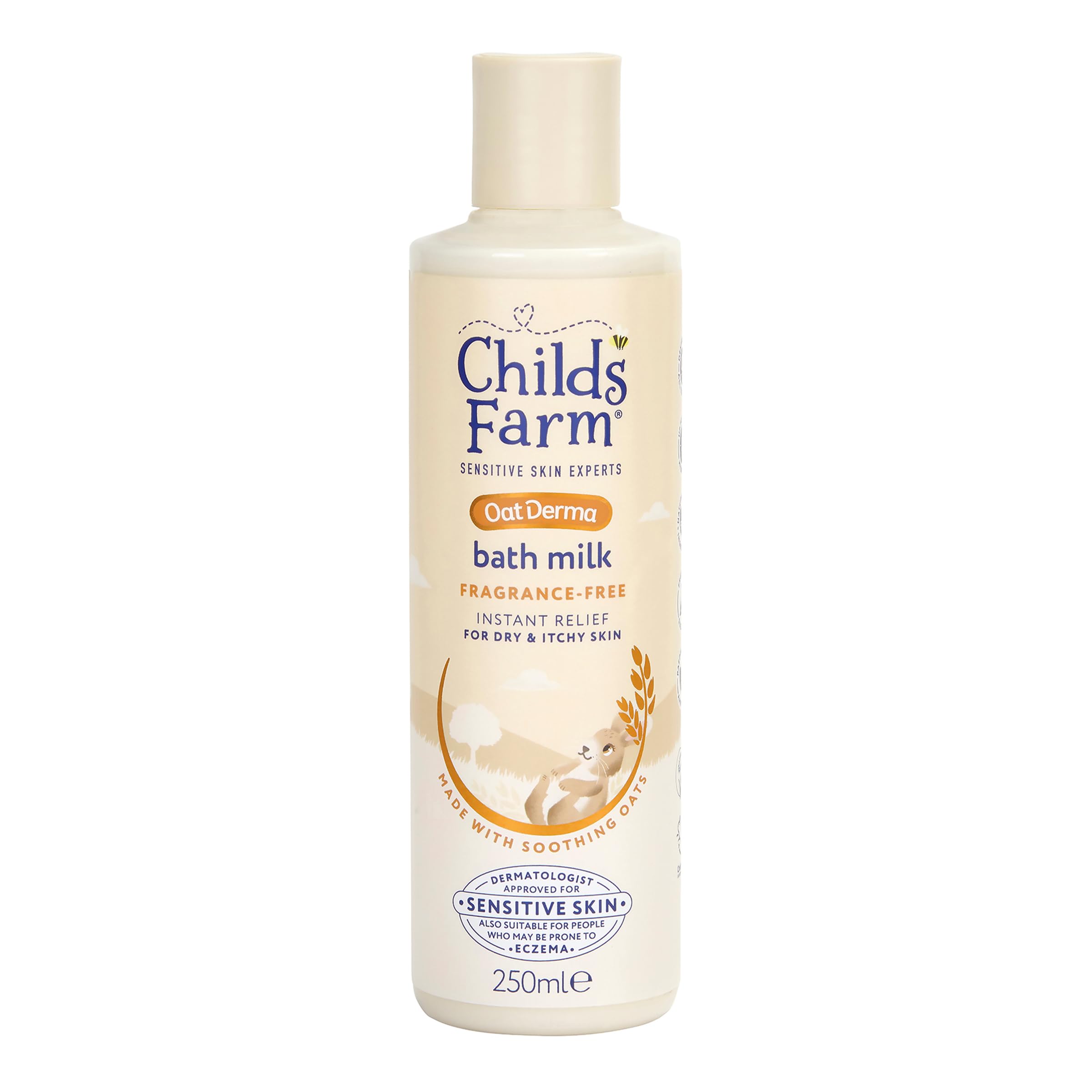 Childs Farm OatDerma Bath Milk, Fragrance Free, Soothing Hydration for Sensitive Skin, Emollient, Baby, Kids, 250ml