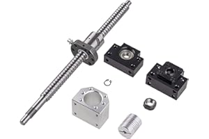 CNCMANS 1000mm Ball Screw SFU1604-1000mm Ballscrew (Diameter 16mm, Pitch 4mm) with Metal Deflector Ball Screw Nut, BK12/BF12 End Support, Nut Housing and 6.35mm x 10mm Couplers Ballscrew Kit