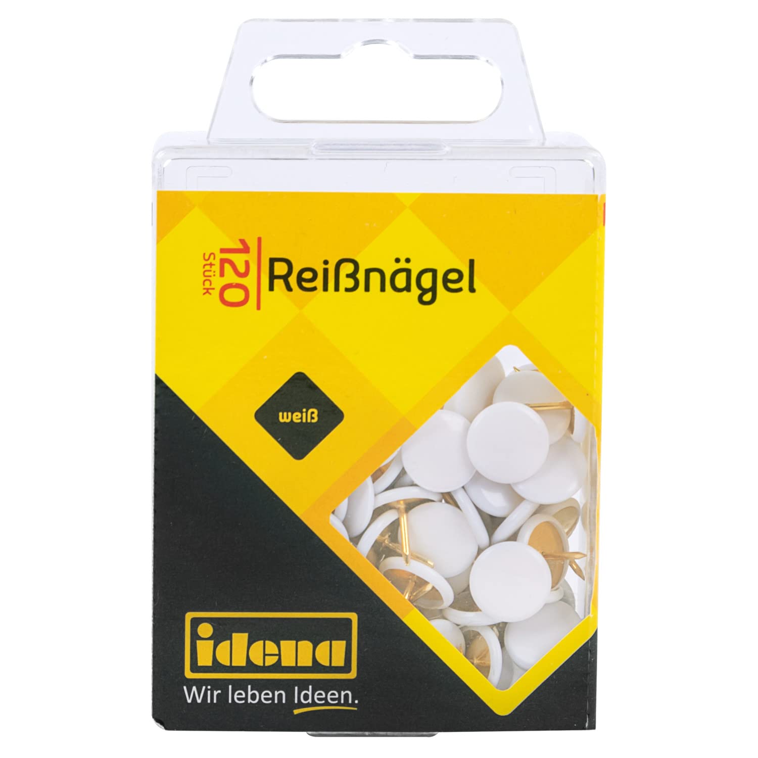 IDENA 334024 Push Pins 120 Pieces, White