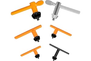 Hakkin 6 Sizes Drill Chuck Key Wrench, 3/4" 5/8" 1/2" 3/8" 1/4" 5/32" Carbon Steel Heavy Duty Thumb Handle Chuck Key, Replacement Drill Chuck Key Wrench, Electric Drill Clamping Tool