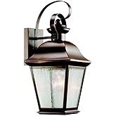 Kichler Mount Vernon 16.75" 1 Light Outdoor Wall Light with Clear Seeded Glass in Olde Bronze®