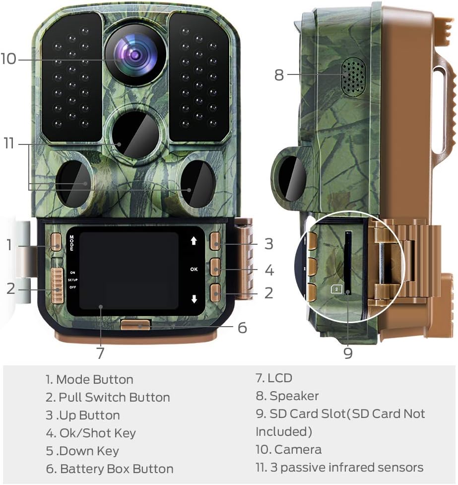 Dr.meter Wildlife Hunting Camera 24MP 1080P HD Trail Game Camera IP66 Waterproof 120° Wide Angle Lens Scouting Monitoring Cam with 45-LED Night Vision, 2.4" LCD, IR Sensor: Electronics