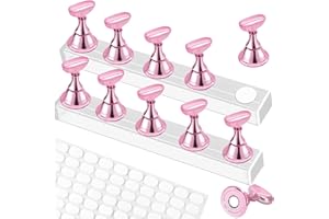 TKYZMS 2 Set Nail Stand,Nail Holder Stand with 100 Pcs Double Sided Tape,Press on Nail Stand,Nail Practice Hand,Nail Holder for Painting Nails,for Nail Art Display,Home DIY Beginner Salon Supplies(Pink)