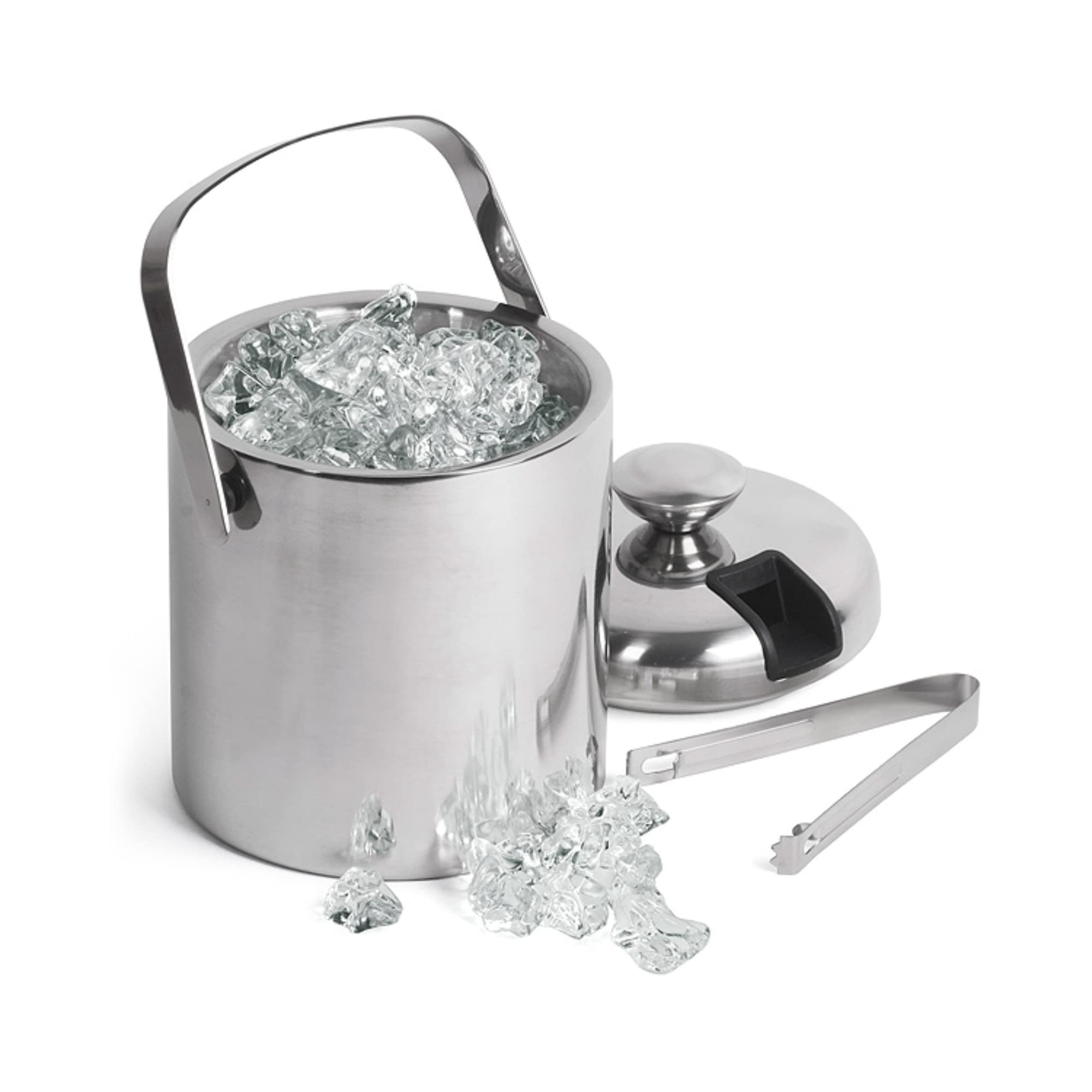 bar@drinkstuff Double Wall Ice Bucket with Tongs Insulated Stainless Steel 1.5L