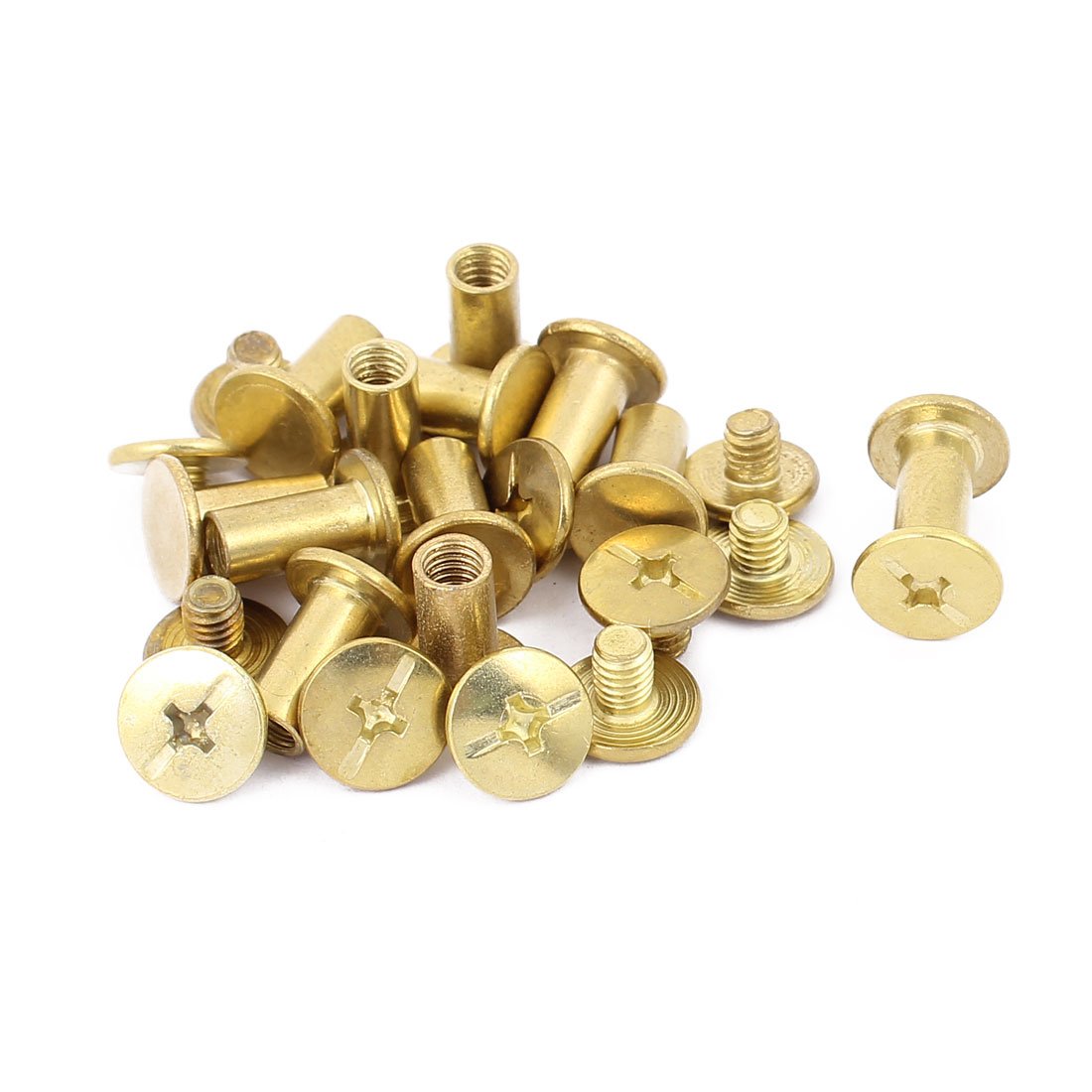 sourcingmap M5x10mm Binding Chicago Screw Post Brass Tone 12pcs for Photo Albums Scrapbook