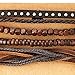 Mix of 4 Brown Wrap Bracelets for Men and Women, Multi-strand Wood Beads Rivets Leather Wristbands