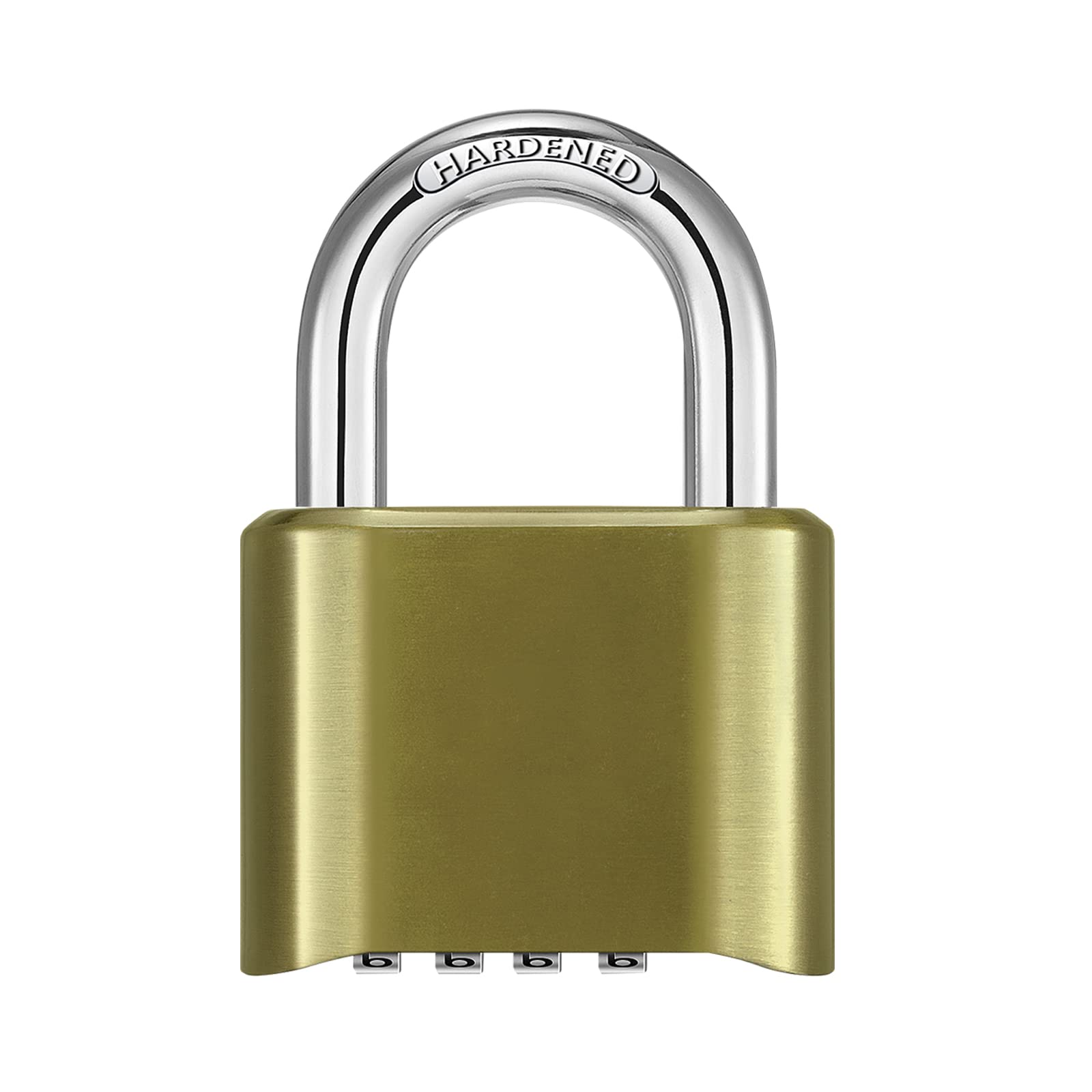 DAYGOS Outdoor Combination Padlock with 4 Digit Code, 52mm Heavy Duty Combination Lock for Gym Locker, [Weatherproof] Pad Lock with 8mm Steel Shackle for Garage, Gate, Shed, Fence, Warehouse - Gold