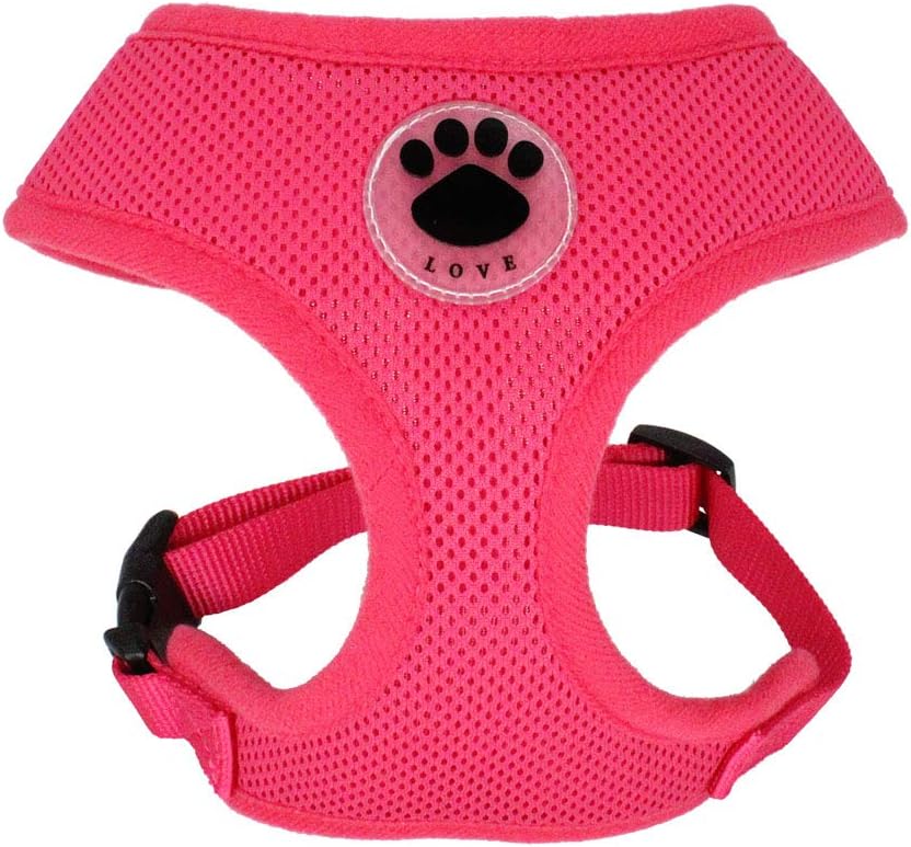 Soft Mesh Dog Harness No Pull Walking Comfort Padded Vest Harnesses Adjustable (XS, Rose)