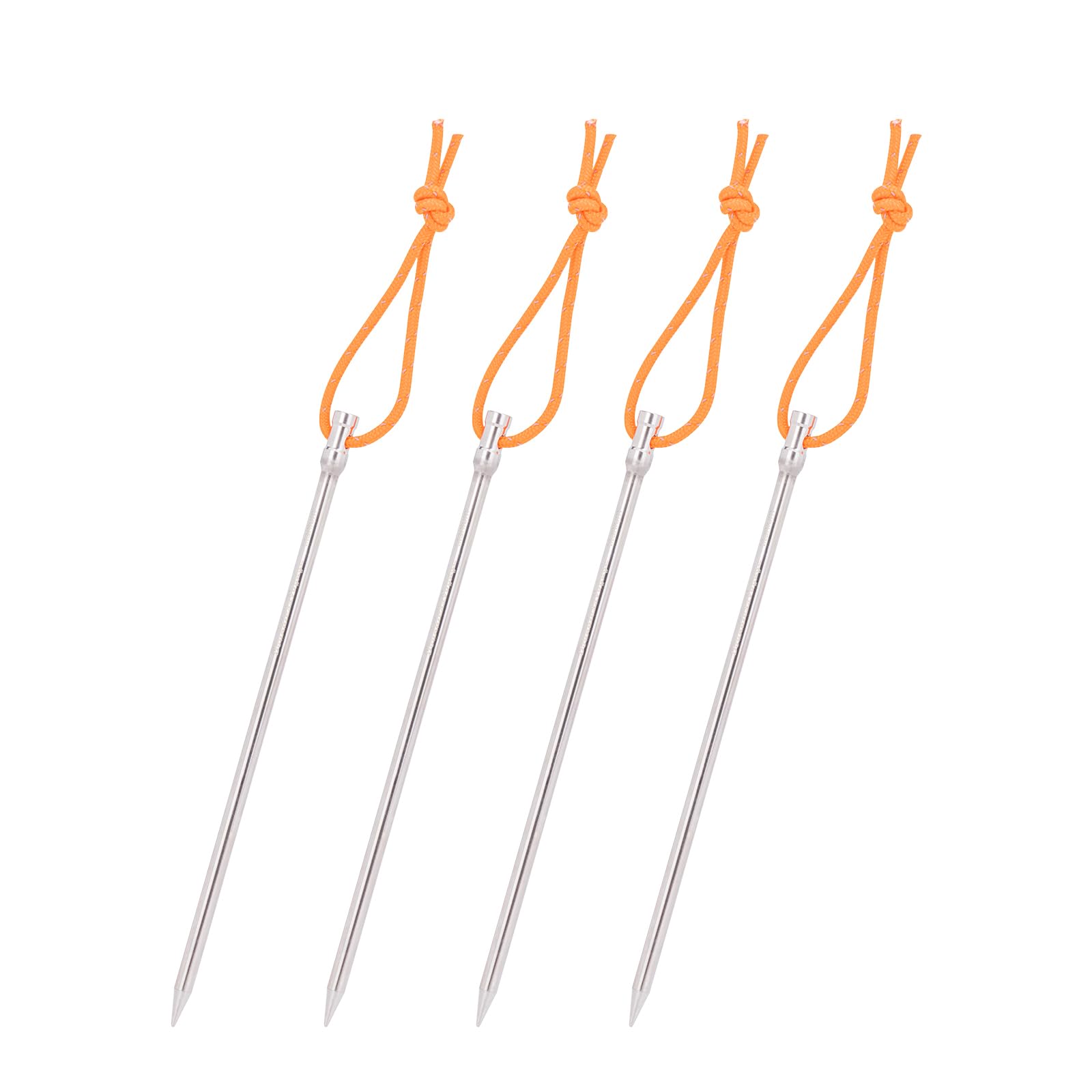 iBasingo 4 pcs/lot Titanium Alloy Tent Pegs 165mm Ultralight Tent Stakes Heavy Duty Tent Nails Outdoor Camping Awning Ground Pins Tent Accessories with Rope only 16g/pc Ti4005P