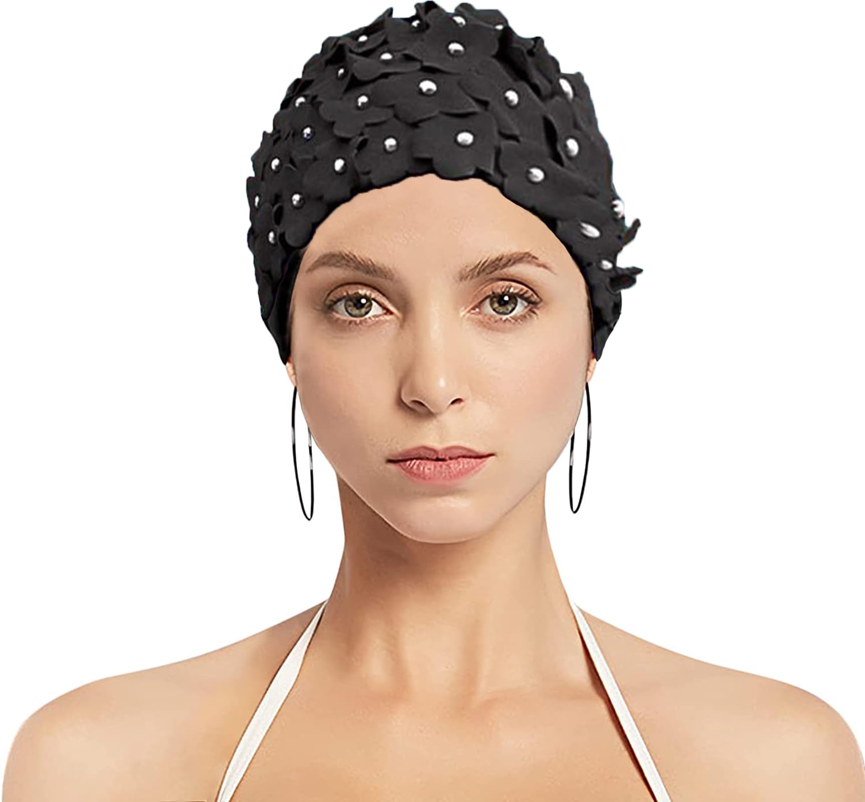 Floral Vintage Swimming Cap for Long & Short Hair - Elastic, Lightweight Swim Hat for Women & Teens