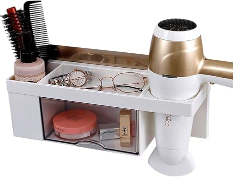 Amazon 複数の収納スロットを備えたヘアドライヤーホルダーシェルフ収納ユニット 壁掛けハンギングバスケットおよびコンパートメント 調味料 スパイスラック オンライン通販