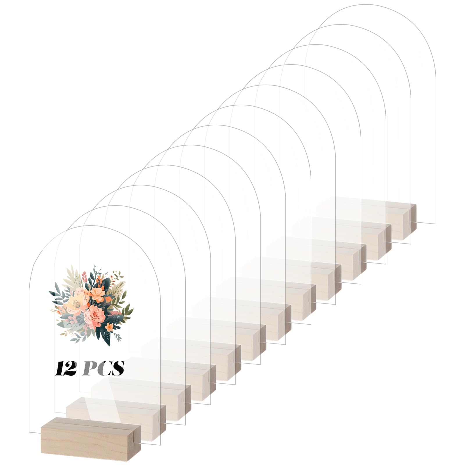 Photo 1 of 12 Pack Arch Acrylic Signs with Wood Stands, 5x7 Inch Clear DIY Table Numbers Modern Signs for Wedding, Party, Store, Office, Hotel?Restaurant Decor