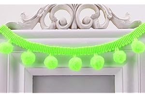 MSCFTFB 20 Yards Pom Fringe Trim,Mini Ball Tassel for Women,4/5inch Wide Soft Pompom Fringed Ribbon for Clothing Bedding Pillow Quilt Curtain Bag Sewing Accessories(Green)