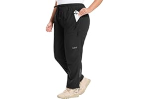 baleaf Plus Size Pants for Women Hiking Cargo Water Resistant UPF 50+ Cargo Joggers Zipper Pockets