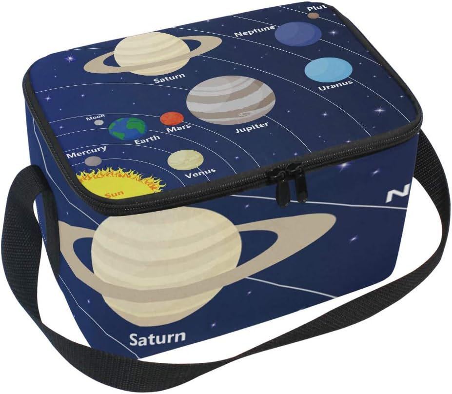 Lunch Bag Sun Planets and Stars with Solar System Cooler for Picnic Shoulder Strap Lunchbox