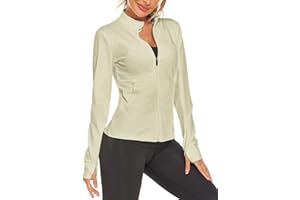 COOrun Women's Running Jackets Slim Fit Workout Jacket Zip Up Athletic Track Tennis Jacket with Thumb Holes