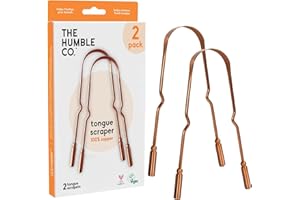 THE HUMBLE CO. The Humble Co Tongue Scraper for Adults & Kids, 2 Pack - 100% Copper Tongue Cleaner Helps Eliminate Bad Breath & Bacteria - Dental Oral Care Products & Personal Hygiene Essentials