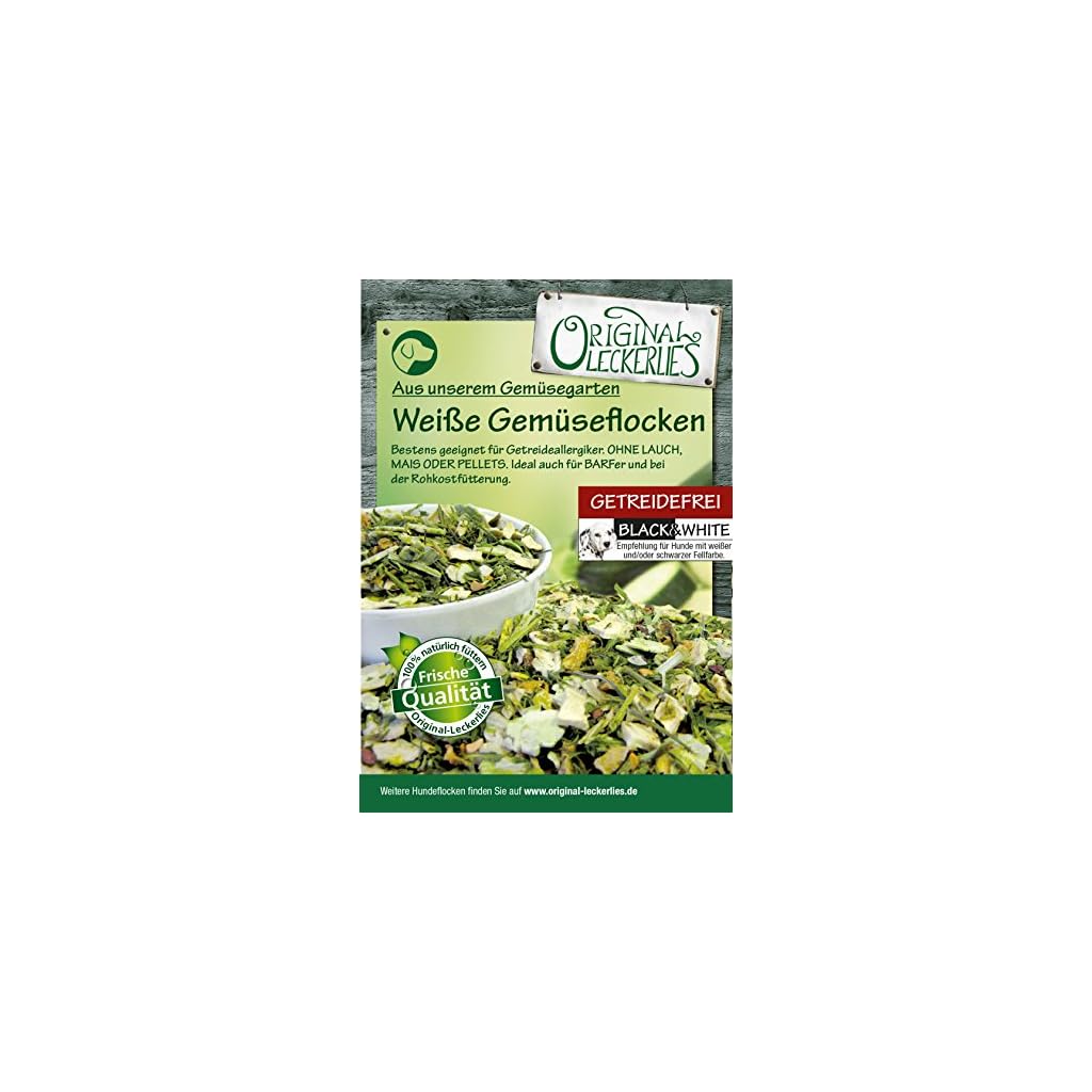 OriginalLeckerlies Weiße Hunde GemüseFlocken Black&amp;White, 2 kg