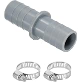 PATIKIL Washing Machine Drain Hose Connectors, Dishwasher Drain Hose Adapter Plastic Double End Split Pipe Connector with 2 Clamps for Bathrooms Balconies Kitchens, Gray