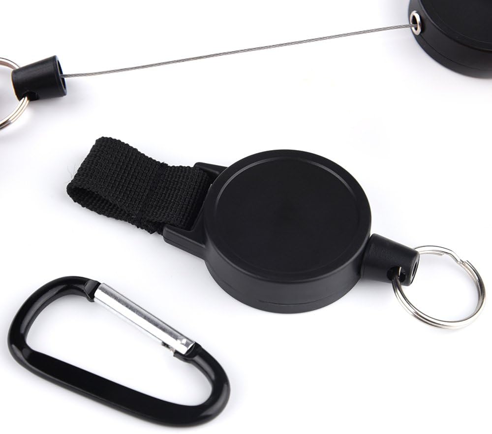 KUUQA 3 Pieces Heavy-Duty Retractable Keychains Retractable Badges Reel Clip with 65cm/ 25 Inches Steel Wire Rope, Black - Image 5