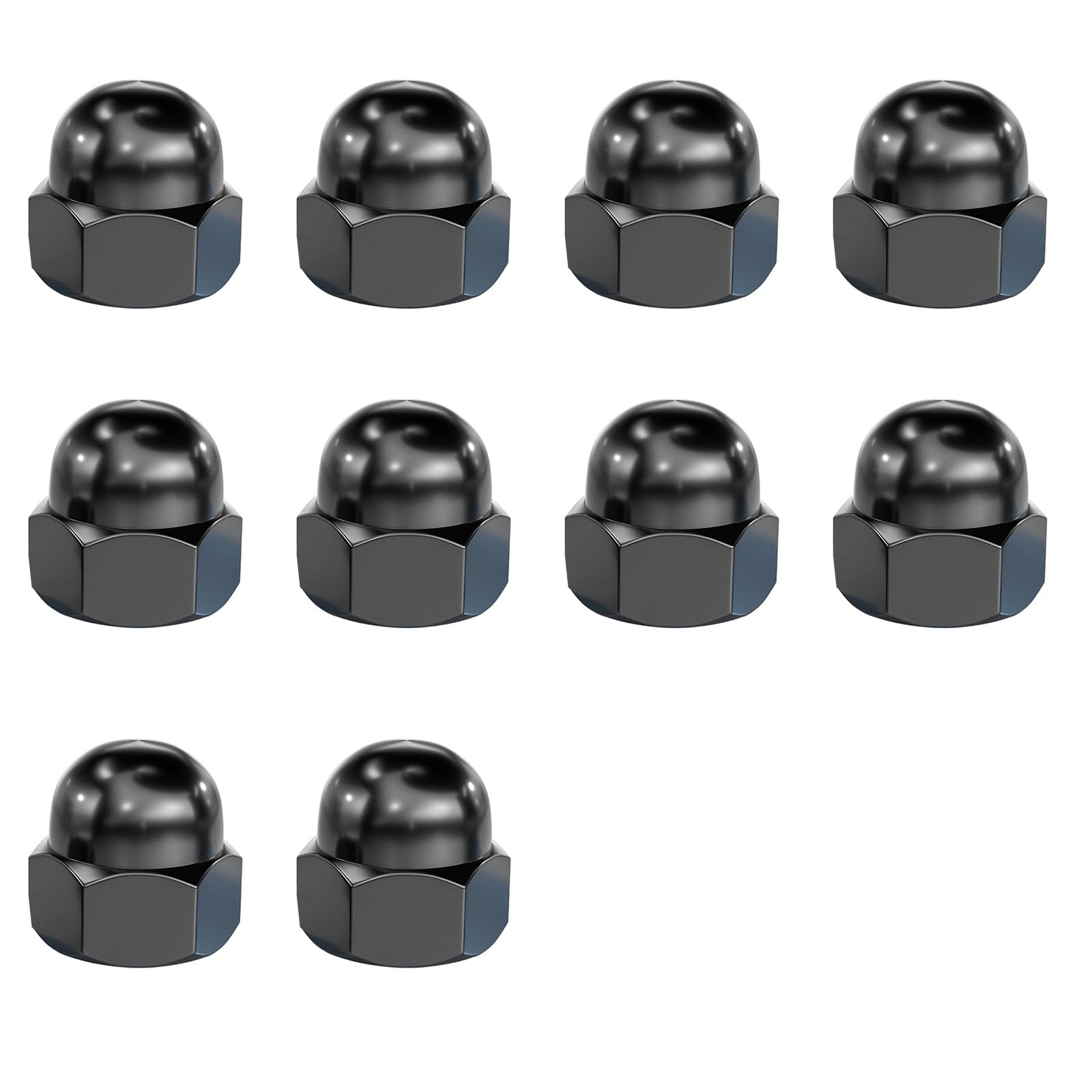 10Pcs Black Stainless Steel Cap Nuts,Nut Caps,Hex Cap Nuts,Dome Hex Cap Nuts for M10