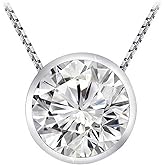 Houston Diamond District 0.5 Carat Round Diamond 3 Prong Solitaire Pendant Necklace (D-E Color I1 Clarity)