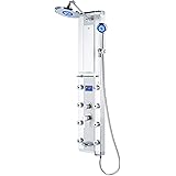 Blue Ocean 52” Aluminum SPA33D Shower Panel Tower with Rainfall Shower Head, 8 Mist Nozzles, and Tub Spout