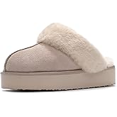 LBF Fuzzy Platform Slippers for Women Super Soft Fur Slippers Cozy Warm Slip On Slippers Indoor and Outdoor